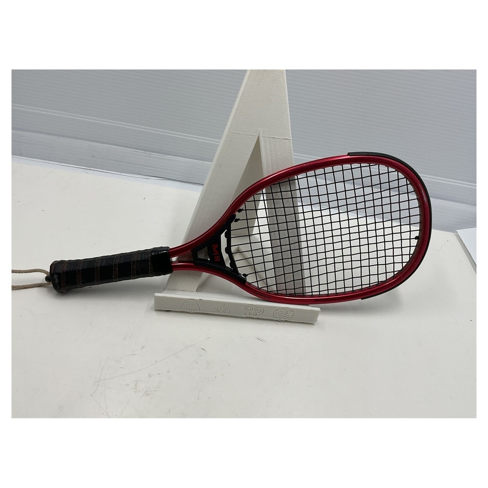 Leach MII Vintage Racquetball Racket‎ Metallic Red Leather Grip Wrist Strap